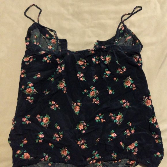 Navy Blue Floral Print Top - Picture 2 of 3